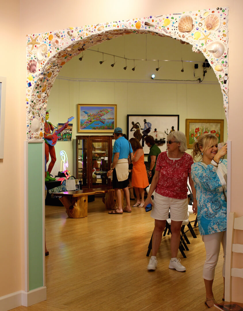 MustDo.com | The whimsical Lee Family Arch doorway at Marietta Museum of Art & Whimsy Sarasota, Florida. Museum founder and curator Marietta (Mary) Lee.