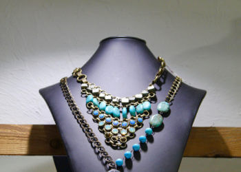 Beautiful statement necklace with turquoise beads. Foxy Lady womens boutique Siesta Key and Sarasota, Florida. Must Do Visitor Guides, MustDo.com. Photo by Nita Ettinger