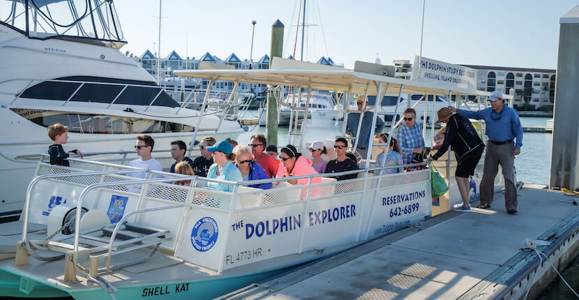 The Dolphin Explorer Marco Island, Florida. Families can enjoy a cruise on a 30-foot catamaran & watch bottlenose dolphins play in their natural habitat in the Gulf of Mexico. Photo by Mary Carol Fitzgerald. | Must Do Visitor Guides
