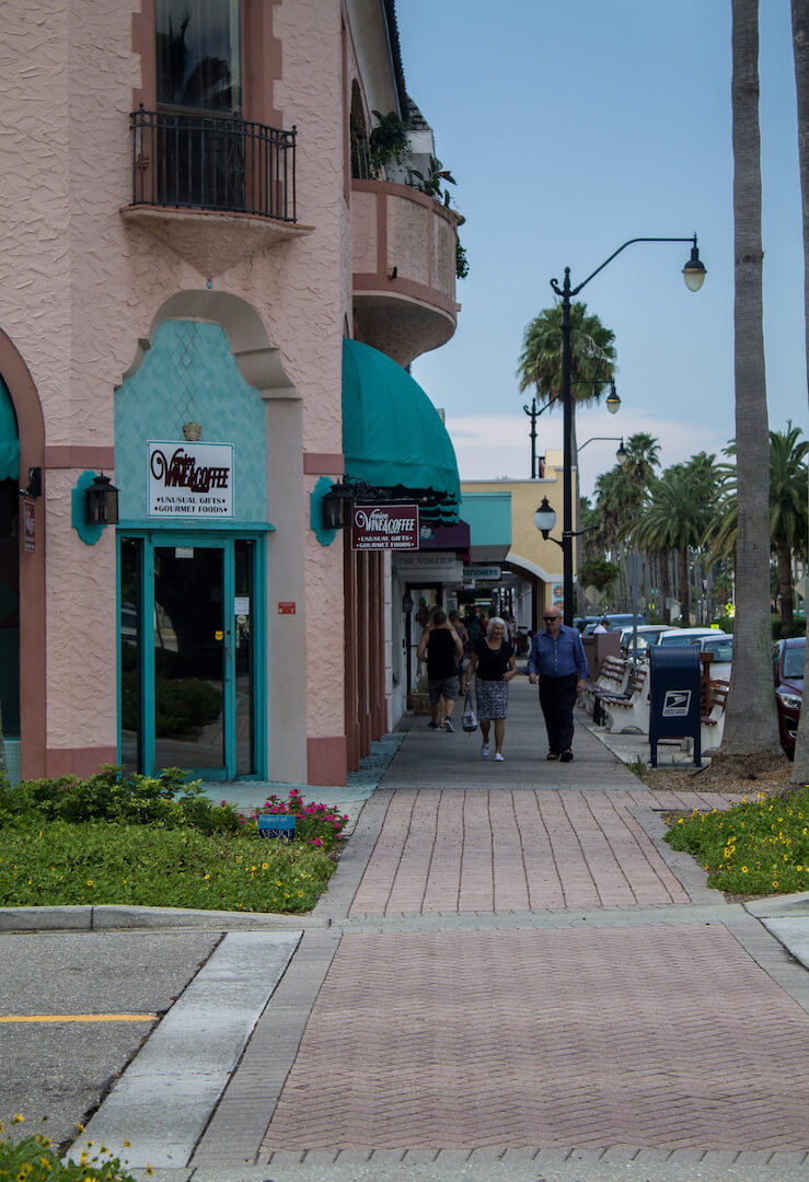 Historic Downtown Venice, Florida shops and restaurants. Photo by Elizabeth Barnett. | Must Do Visitor Guides