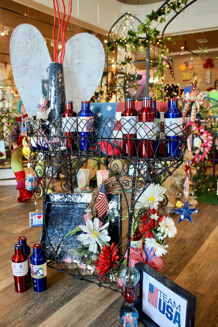 Red White and Blue seasonal gifts and home decor Shelly's Gifts & Christmas Boutique Sarasota, Florida. Must Do Visitor Guides, MustDo.com. 