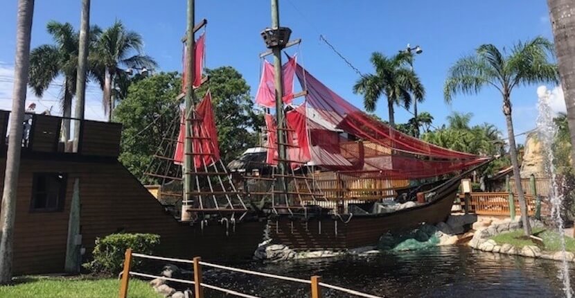 Pirate ship at Smugglers Cove Adventure Golf Fort Myers Beach, Florida.