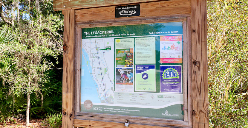 Trail guide for The Legacy Trail paved multi-use recreational trail for biking, hiking in Sarasota and Venice, Florida. Photo by Nita Ettinger. Must Do Visitor Guides | MustDo.com