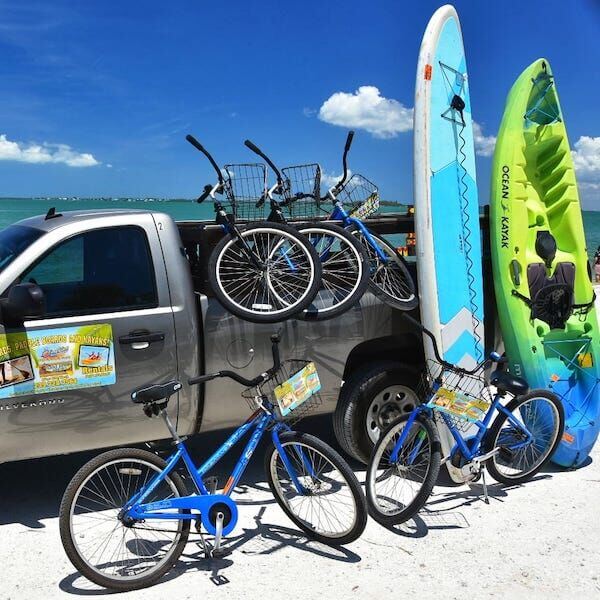 Fort Myers Beach and Sanibel beach cruisers, adult and kids bike rentals, standup paddle board and kayak rentals. Rent by hour, day, or week. Free delivery!